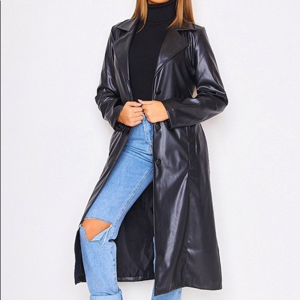 Faux leather trench coat size M